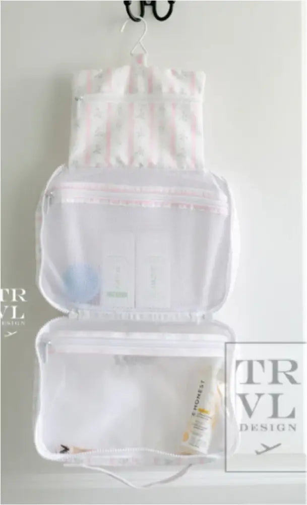 Trvl Bundle Up! Hanging Toiletry Bag - Ribbon Floral Pink New