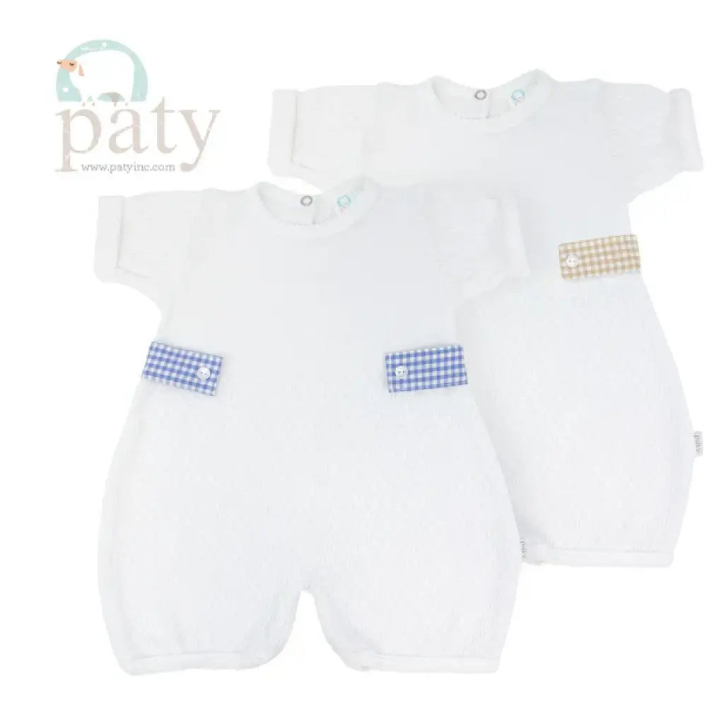 White Bubble W/ Gingham Side Tabs #162Ghm - Blue New Paty