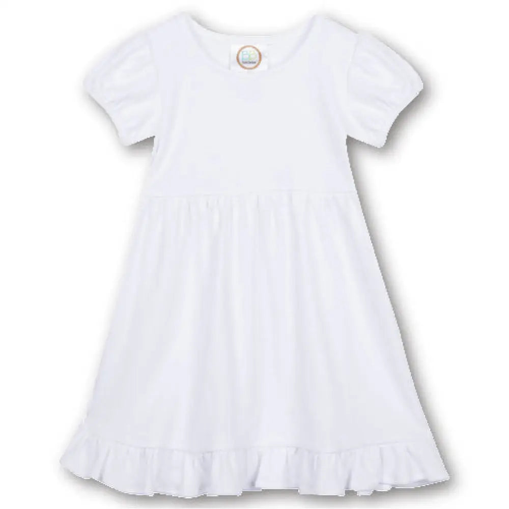 White Short Sleeve Ruffle Dress New Girl