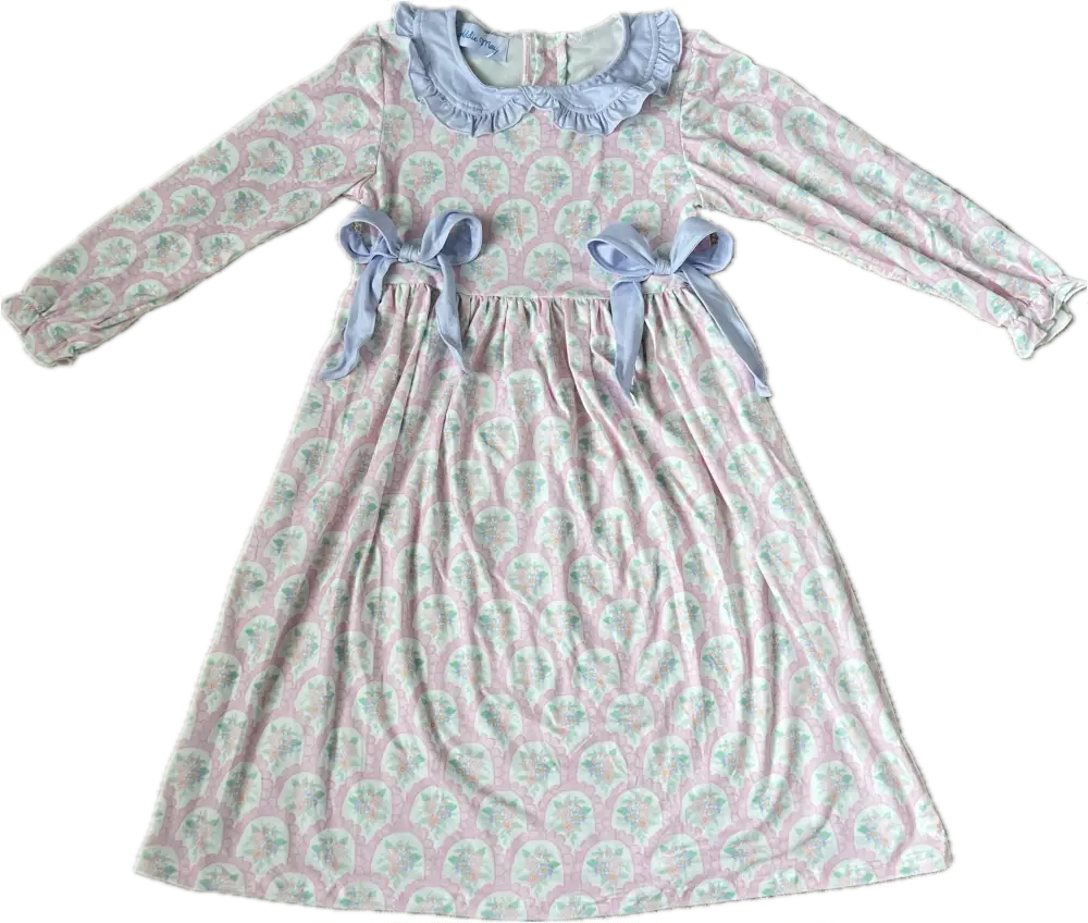 Winter Floral Ruffle Collar Pink Dress New Baby